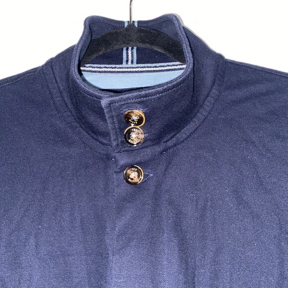 TED BAKER Designer Men Button Up Knit Jacket Cotton Navy Blue Ted 4 Sz Large - Picture 5 of 12